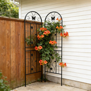 English Elm 4 Pack Powder-coated Metal Garden Trellis Panels Rustproof Climbing Plant Support Outdoor W1586P266748