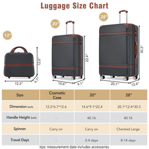 English Elm Hardshell 3 Piece Abs Spinner Luggage Set with Tsa Lock Lightweight Travel Suitcases Black N732P171585B
