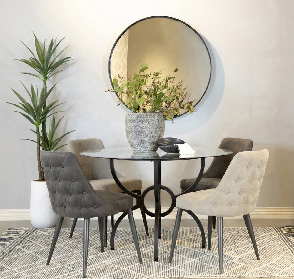 English Elm Set Of 2 Stylish Microfiber Dining Chairs In Grey - Mid-Century Comfort For Small Spaces B016P225416-GIGA