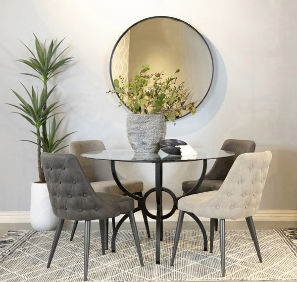 English Elm Set Of 2 Stylish Microfiber Dining Chairs In Grey - Mid-Century Comfort For Small Spaces B016P225416-GIGA