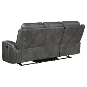 English Elm Forrest Grey 2-Piece Motion Reclining Sofa Set - Modern Faux Leather Channel Tufted Gray Comfort Lounge B062S01274