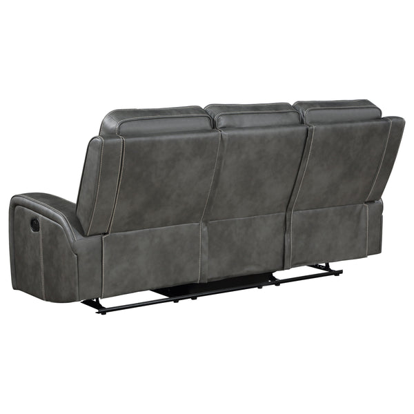 English Elm Forrest Grey 2-Piece Motion Reclining Sofa Set - Modern Faux Leather Channel Tufted Gray Comfort Lounge B062S01274