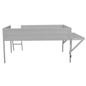 English Elm Wood Full Size Gaming Loft Bed with Desk, LED Lighting, Grey — Sturdy Pine Storage, 400lb Capacity, Space-Saving Design N709P236480E