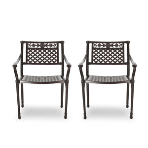 English Elm Christopher Knight Home® - CANTERBURY Cast Chair Bronze Aluminum Outdoor Dining Chair with Lattice Floral Design, Durable 31.5"H 66738.00HMBRZ