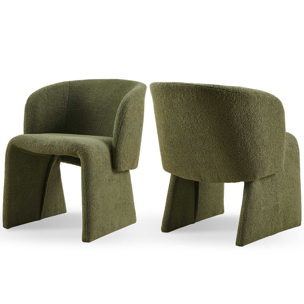 English Elm Modern Boucle Dining Chair Upholstered Teddy Accent Seat for Living Room Bedroom Office Comfortably Chic Green W1164P190844