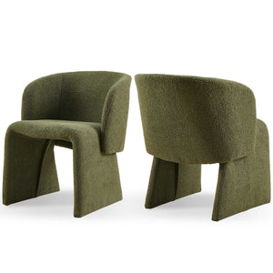 English Elm Modern Boucle Dining Chair Upholstered Teddy Accent Seat for Living Room Bedroom Office Comfortably Chic Green W1164P190844