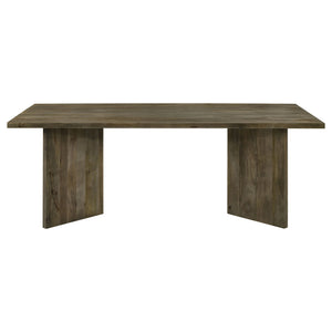 English Elm Roman Mango Brown Rectangular Dining Table with V-Leg Braces, Mango Wood Grain, Rustic Modern 80" Long B062P358239