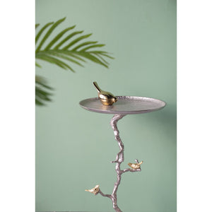 English Elm 16.9x16.9x28" Round Aluminum Side Table Sculptural Bird Branch Art Deco Accent W2078P485329
