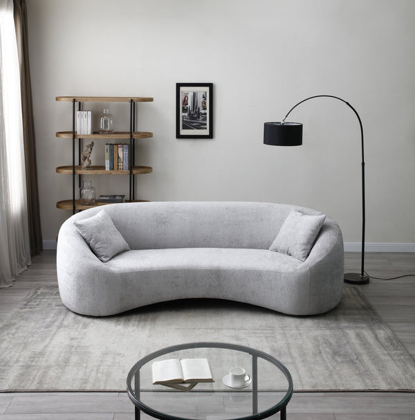 English Elm 93.31" Minimalist Curved Sofa with Chenille Velvet Upholstery, Deep Sink-In Comfort & Durable Frame Light Gray W2664P179336