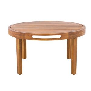 English Elm Outdoor Acacia Wood Loveseat Set with Woven Rope Detail and Slatted Coffee Table Cream,Oatmeal,Teak N768P363954T