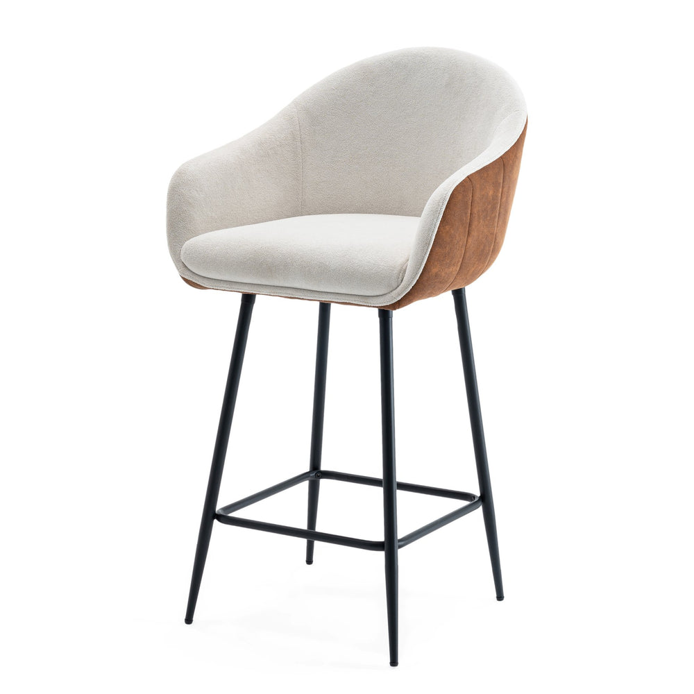 English Elm Christopher Knight Home® - 26.5'' Modern-Style Counter Height Bar Stools with Two-Tone Beige Brown Upholstery and Metal Legs, Cushioned Comfort for Kitchen Island and Home Bar (26.5" Seat) N780P225243B