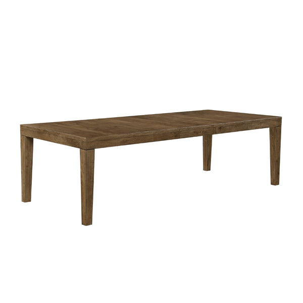 English Elm Brown French Oak Veneer Extendable Dining Set with Upholstered Chairs for Five B011S02333