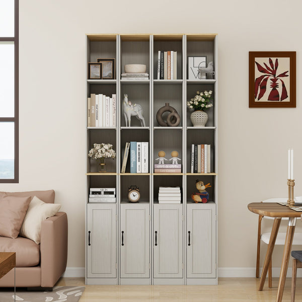 English Elm 72" Tall Slim Storage Cabinet Narrow 6-Tier Freestanding Bathroom Bookcase with Door, Adjustable Shelves, Antique White Finish – Sturdy MDF Organizer, Easy Assembly, Space-Saving Design W1120P317026