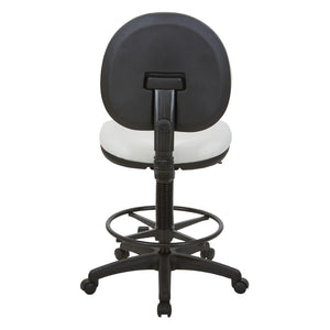 OSP Home Furnishings Sculptured Ergonomic Drafting Chair with Lumbar Support Padded Seat and Adjustable Footring Snow DC550-R101