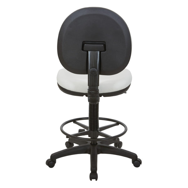 OSP Home Furnishings Sculptured Ergonomic Drafting Chair with Lumbar Support Padded Seat and Adjustable Footring Snow DC550-R101