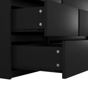 English Elm 8 Drawer Tall Chest Slim Particleboard Build Smooth Gliding Storage for Bedroom Closet Black W409S00007