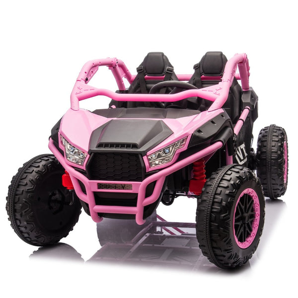 English Elm 24v Two Seater Kids Utv with Parental Remote Dual Motors Four Wheel Suspension Led Pink W1578P198434