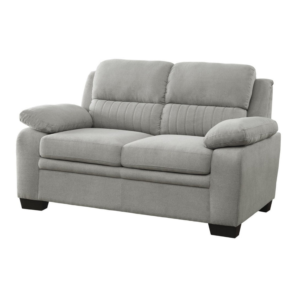 English Elm Hugh Channel Tufted Compact Loveseat Gray Polyester Foam Cushioned Contemporary Seating B056P416894