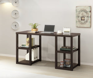 English Elm Cappuccino Oak Desk Mahogany MDF with 4 Storage Shelves, Melamine Veneer, Space-Saving Open Design B2699P237461