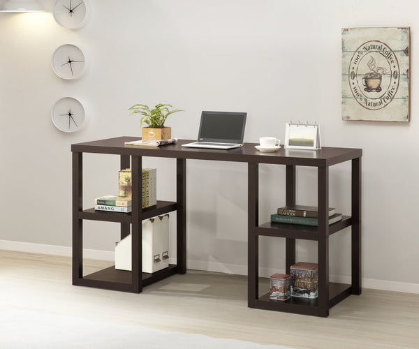 English Elm Cappuccino Oak Desk Mahogany MDF with 4 Storage Shelves, Melamine Veneer, Space-Saving Open Design B2699P237461