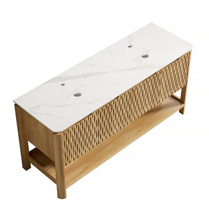 English Elm Nyah Floating Bathroom Vanity Cabinet Oak Plywood Led Lighting Soft Close Drawers W2615P346332