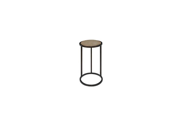 English Elm Metal/Wood Chairside Table Toffee — Compact Wooden Top, Sturdy Metal Base, Versatile Brown Accent for Cozy Spaces B2699P323084
