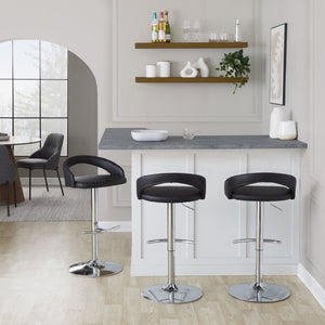 English Elm Adjustable Swivel Barstools Chrome Base Faux Leather Seat Kitchen Counter Set B202S01985