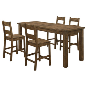 English Elm Amarillo 5-Piece Rustic Golden Brown Counter Height Dining Set with Plank Table & Contoured Chairs B062S00879