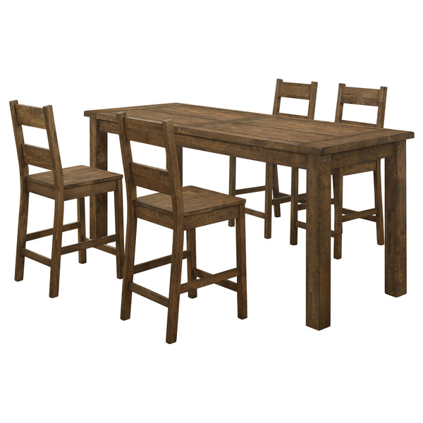 English Elm Amarillo 5-Piece Rustic Golden Brown Counter Height Dining Set with Plank Table & Contoured Chairs B062S00879