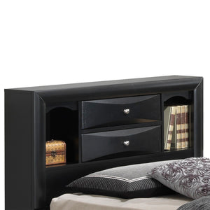 English Elm Modern Twin Storage Bed Black - Sleek Particle Board Frame, Built-In Drawers, Sturdy Durable Design for Compact Bedrooms B078S00167