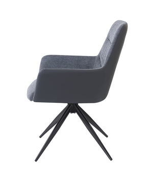 English Elm Hester Gray Fabric Arm Chair Set of 2 — Padded Seat & Back, 23" Wide, Iron Legs, 220lb Capacity, Stylish B2726P396743