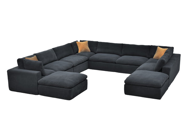 English Elm Coffee Bean Fabric Modular Sectional Sofa with Toss Pillows for Living Room B2748S00086