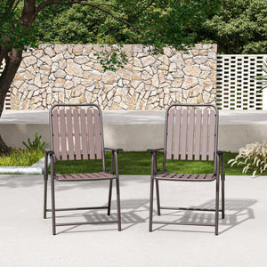 English Elm Brown Folding Patio Chair Set of 2 Wpc Slat Steel Frame Outdoor Seating 350lb W3979P392923
