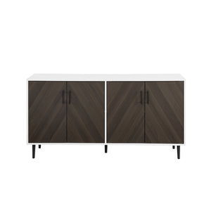 English Elm Walker Edison - Mid-Century Bookmatch Door Buffet with Metal Legs, Two-Tone Retro Design, TV Console & Storage Display Brown Gray 62.5 L x 19 W x 6 H B185P169343