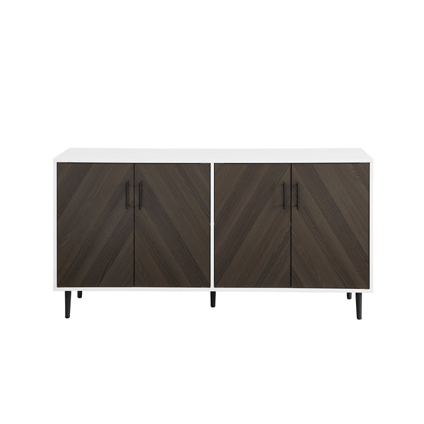 English Elm Walker Edison - Mid-Century Bookmatch Door Buffet with Metal Legs, Two-Tone Retro Design, TV Console & Storage Display Brown Gray 62.5 L x 19 W x 6 H B185P169343