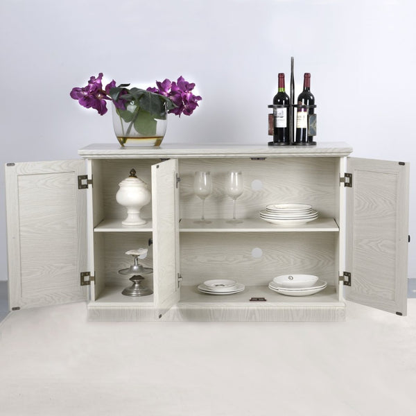 English Elm 45" Mirrored Acrylic Door Sideboard Mdf Buffet Cabinet with Adjustable Shelves White Oak W2899P372749