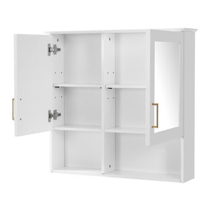 English Elm 2-in-1 Matte Wall Mounted Medicine Cabinet Soft Close Mirror Storage for Bathroom Vanity White N710P389456K