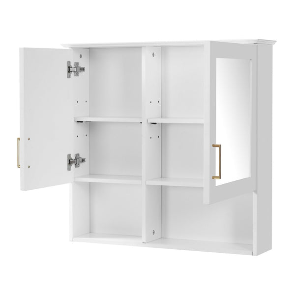 English Elm 2-in-1 Matte Wall Mounted Medicine Cabinet Soft Close Mirror Storage for Bathroom Vanity White N710P389456K