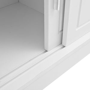 English Elm On-Trend Elegant Hall Tree With Sliding Doors, 6 Hooks, Mudroom Bench & Cushion For Organized Entryway N721P205787K-GIGA