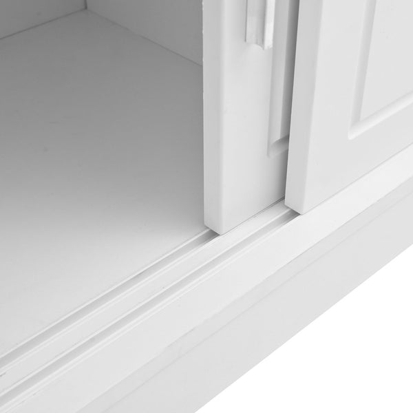 English Elm On-Trend Elegant Hall Tree With Sliding Doors, 6 Hooks, Mudroom Bench & Cushion For Organized Entryway N721P205787K-GIGA