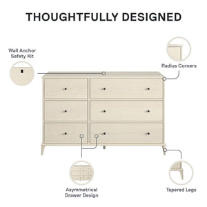 English Elm Farnsworth Mid-century Modern Six Drawer Dresser Warm Wood Finish Bedroom Storage B2733S00018