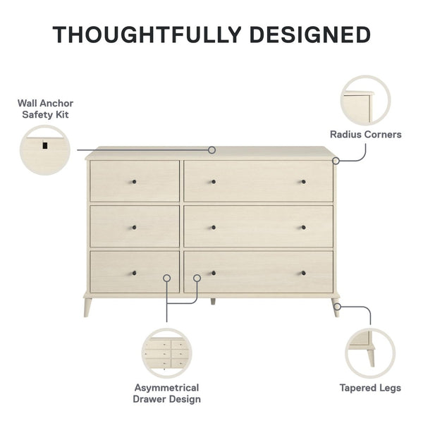 English Elm Farnsworth Mid-century Modern Six Drawer Dresser Warm Wood Finish Bedroom Storage B2733S00018