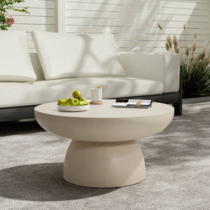 English Elm Christopher Knight Home® - 27.5" Round MGO Coffee Table Beige — Durable Magnesium Oxide, Child-Safe Rounded Design, No Assembly Needed N772P262020W