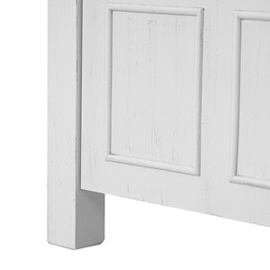 English Elm 36" Bathroom Vanity Organizer with Ceramic Sink, Solid Wood Distressed Finish, Hand-Painted Charm and Ample Storage Antique White N729P255666K
