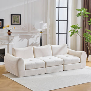 English Elm Modular Cloud Sectional Sofa Bed with Flannelette Upholstery for Flexible Living White W1829S00073