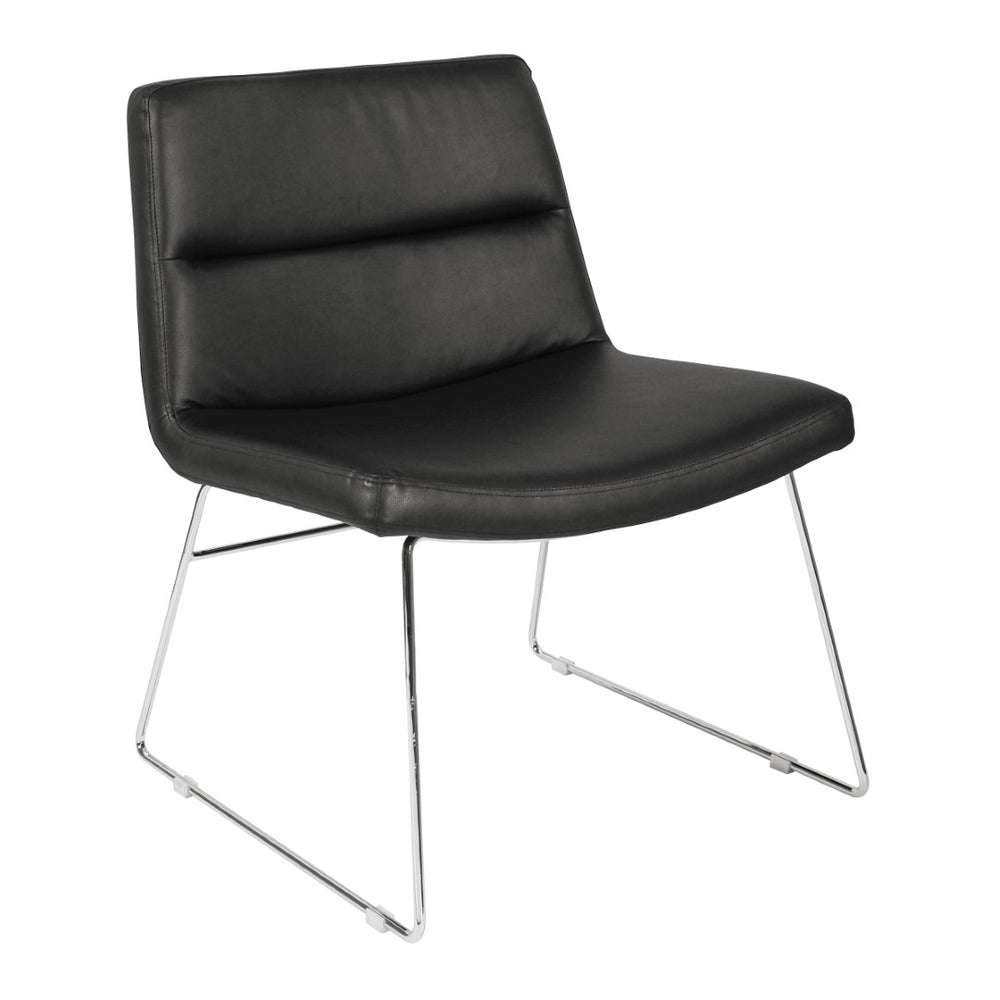 OSP Home Furnishings Thompson Contemporary Accent Chair with Chrome Sled Base for Office or Lounge Areas Black THP-U6