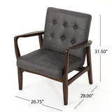 Christopher Knight Home® - Noble House - Marcola Mid Century Modern Microfiber Club Chair with Wood Frame, Slate and Dark Espresso