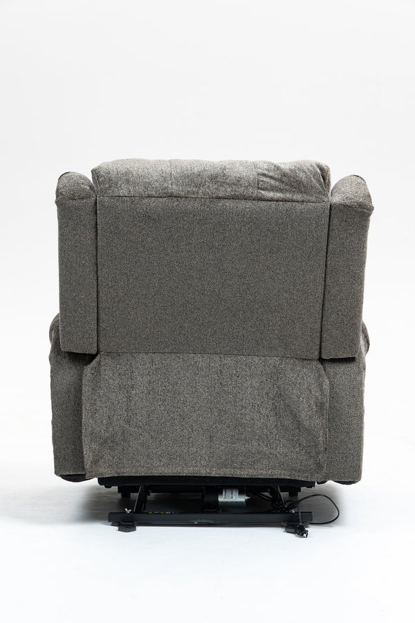English Elm Power Lift Recliner modern velvet lift chair with remote, tufted wingback, ergonomic support, 350 lb capacity Grey W547S00074