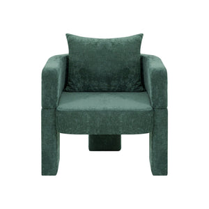 English Elm Modern Chenille 3-Leg Dining Chair with Ergonomic Arms and Removable Pillow, Supportive Comfy Accent Seating for Small Spaces Dark Green 31.5 L x 27.76 W x 15.16 H W1716P280600