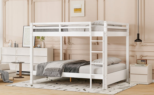 English Elm Wood Queen Size Bunk Bed With Ladder - Sturdy, Space-Saving Design For Modern Bedrooms & Guests N7090004007K-GIGA